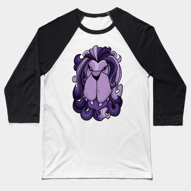 Lion - Ultra Violet Purple Baseball T-Shirt by BigNoseArt